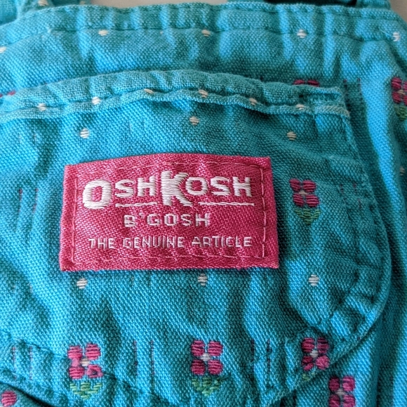 Vintage Oshkosh b'gosh Baby Overall romper Flower Cloth 12 months Made In USA - Picture 8 of 10